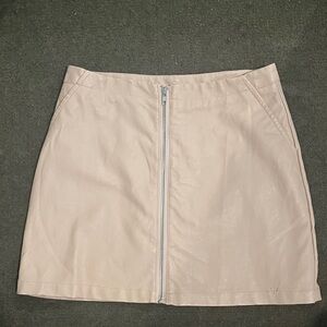 Faux Leather Zipper Mini Skirt